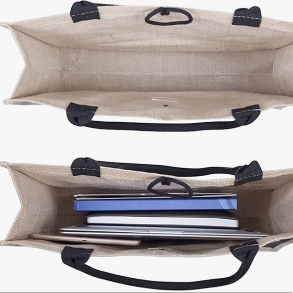 Jute Beach Tote for Women, Reusable Grocery Shopping Bag with Handle boho bag - Picture 3 of 6